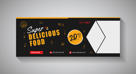 super delicious food facebook cover or web banner template for restaurants business