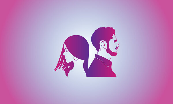 Man and woman salon logo template, face silhouette vector logo, Beauty spa vector logo design template.