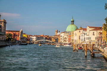 Fototapeta na wymiar Venice city center - the Grand Canal and San Simeon Piccolo church in the background