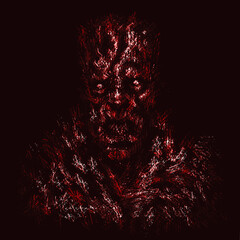 Bloody zombie red concept. Red background.