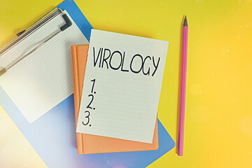 Handwriting text writing Virology. Conceptual photo branch of science dealing with the variety of...