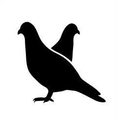 Vector silhouette of couple of pigeons. Symbol of forest animal.