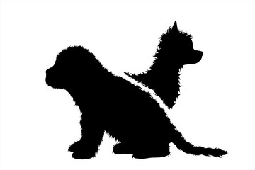 Vector silhouette of couple of dogs. Symbol of pet.
