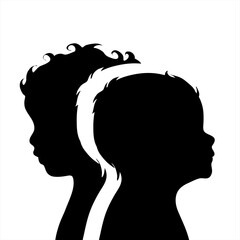 Vector silhouette of couple. Symbol of children.
