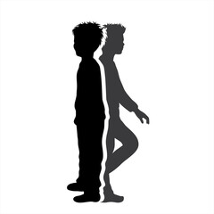 Vector silhouette of couple of boys. Symbol of children.