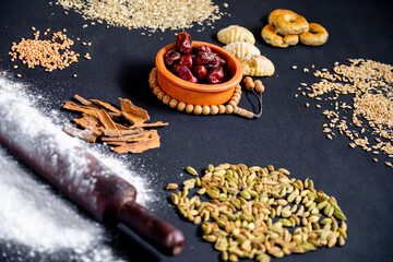 eid sweet ingredients together on one table