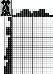 Fototapeta premium Japanese crossword. Black and white. Paint by number puzzle. Education game for children. Dress 5