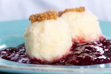 austrian curd noodles on plum sauce