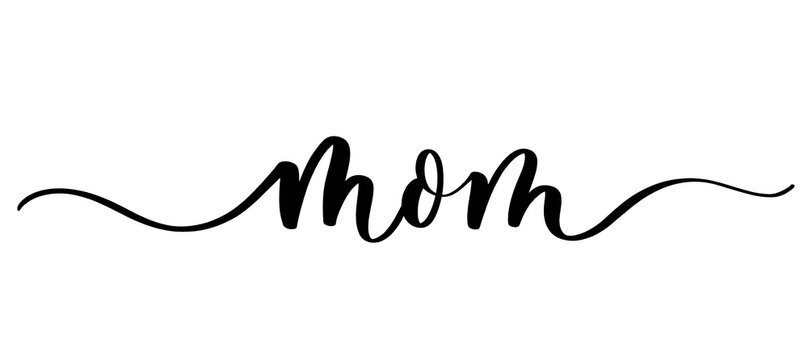 Mom vector calligraphic inscription. Minimalistic hand lettering illustration on Happy Mother's Day.