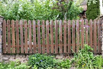 A wooden fence in the village.