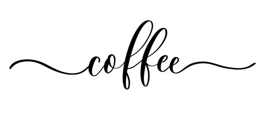Coffee - vector calligraphic inscription with smooth lines. Minimalistic hand lettering illustration.