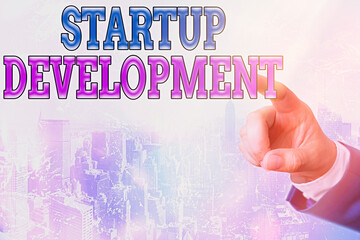 Writing note showing Startup Development. Business concept for developing idea which signifying...