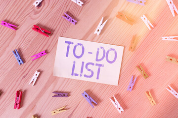 Handwriting text To do List. Conceptual photo a list of tasks to complete and organize according to...