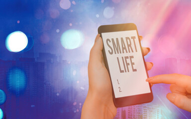 Word writing text Smart Life. Business photo showcasing technology that works to make living...