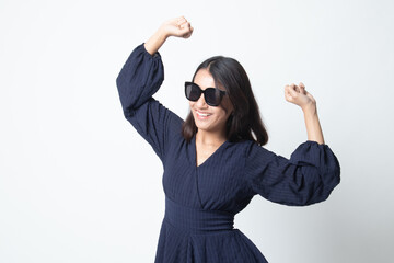 Portrait of a beautiful young asian girl in sunglasses.