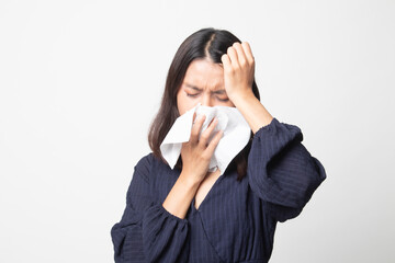 Young Asian woman got sick and flu.