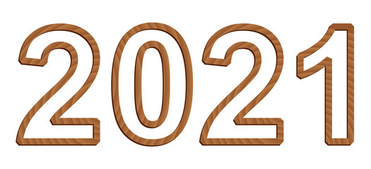 Vector digits isolated on white background. Set of three-dimensional numerals with texture of wood