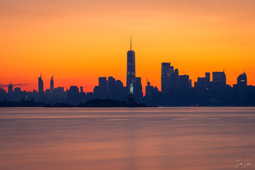 Ethereal New York skyline at Sunrise