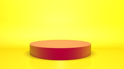 3D minimalist background for a design with geometric shape. in yellow and pink colors. 3D rendering
