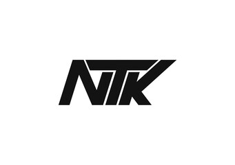 NTK logo, NTK, Text logo, Logo template.  Text logo concepts. Blue and Black Logo, Simple luxury logo, 