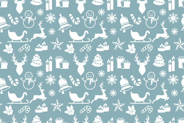 Christmas seamless pattern isolated on white. Vector stock illuctration. EPS 10