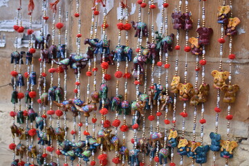 handicrafts of jaisalmer,Rajasthan hanging on the roadside shops