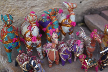 handicrafts of jaisalmer,Rajasthan hanging on the roadside shops