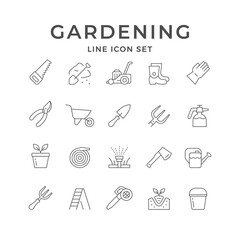 Set line icons of gardening