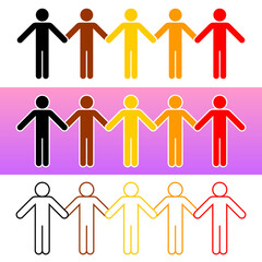 BIPOC. Black, indigenous, and people of color. Woman sign. Man icon. Symbol of protest against racism. A sign created for unity. Design graphic element is vector illustration in the EPS file format