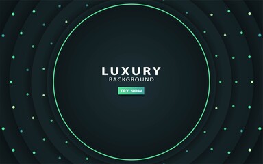 luxury dark background with green glitters. Realistic light effect on textured green circle background. digital template,technology concept,vector illustration.