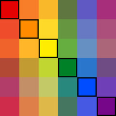 Flag LGBT squared icon, badge or button. Template design, vector illustration. Love wins. LGBT logo symbol in rainbow colors. Gay pride collection. Textile background.