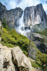 hiking the upper yosemite falls trail in yosemite national park in california, usa