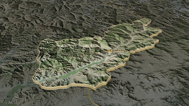 Kunar, Afghanistan - extruded with capital. Satellite