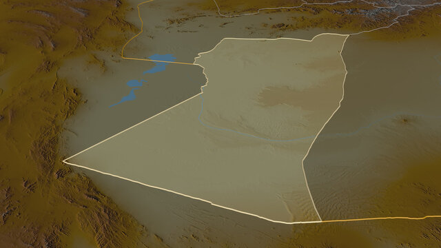 Nimruz, Afghanistan - outlined. Relief