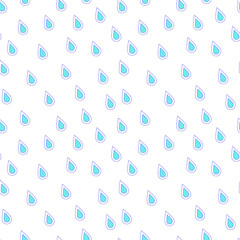 Pattern of blue raindrops on a white background. Can be used for cards, decor, background, packaging.