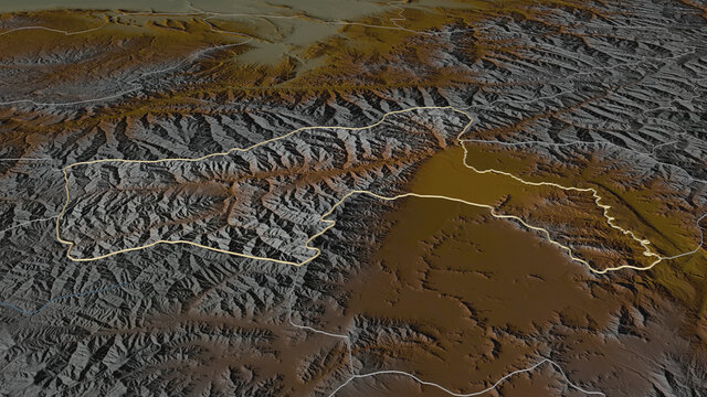 Parwan, Afghanistan - outlined. Relief