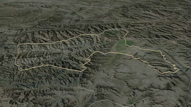 Parwan, Afghanistan - outlined. Satellite