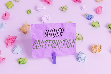 Word writing text Under Construction. Business photo showcasing building that is unfinished but...