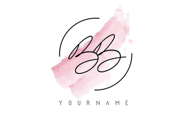 BB B Letters Logo with Pastel Watercolor Acquarella Brush Stroke - obrazy, fototapety, plakaty