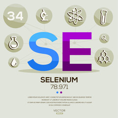SE (Selenium)The periodic table element,letters and icons,Vector illustration.