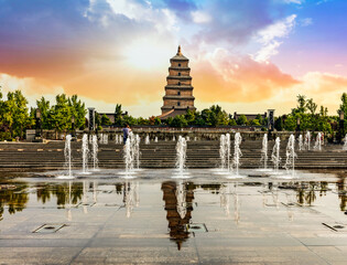 Giant Wild Goose Pagoda, Xian, China - obrazy, fototapety, plakaty