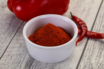 Paprika powder in the bowl