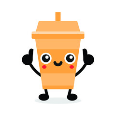 simple funny mascot cup drink
