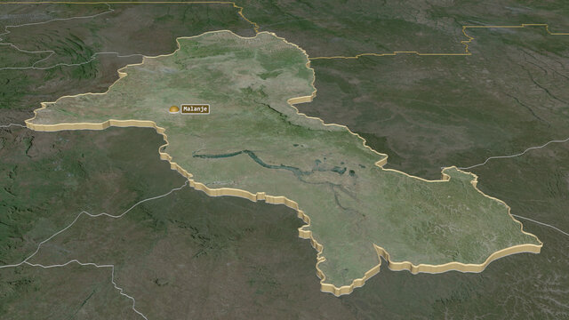 Malanje, Angola - extruded with capital. Satellite