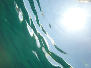 Underwater abstract picture of water and bubbles.