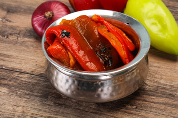 Marinated baked red bell pepper