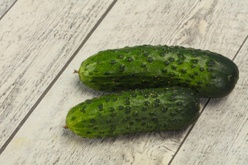 Ripe fresh green two cucumbers
