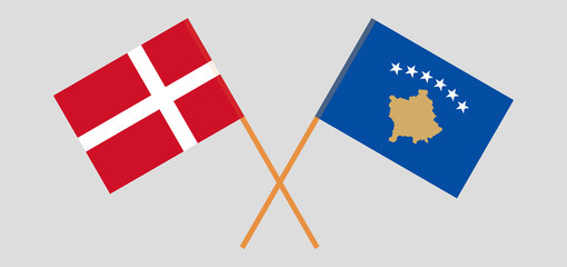 Crossed flags of Kosovo and Denmark