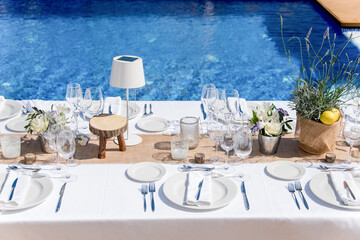 Pool Side Wedding Party Decor