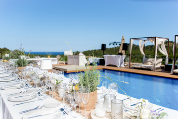 Pool Side Wedding Party Decor